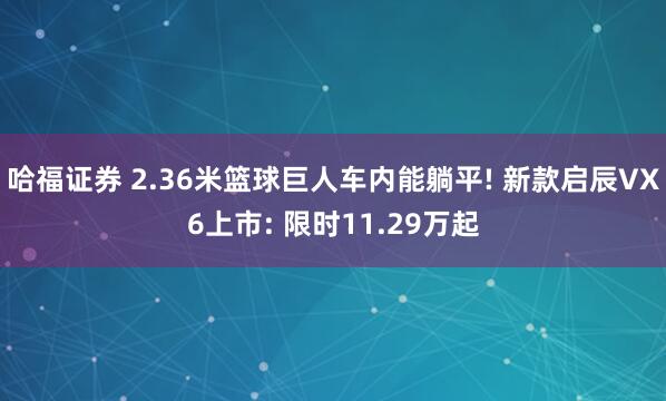 哈福证券 2.36米篮球巨人车内能躺平! 新款启辰VX6上市: 限时11.29万起