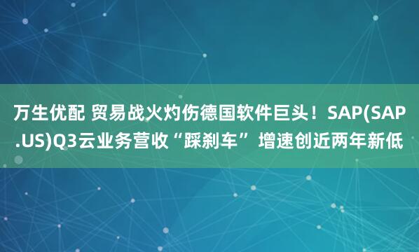 万生优配 贸易战火灼伤德国软件巨头！SAP(SAP.US)Q3云业务营收“踩刹车” 增速创近两年新低